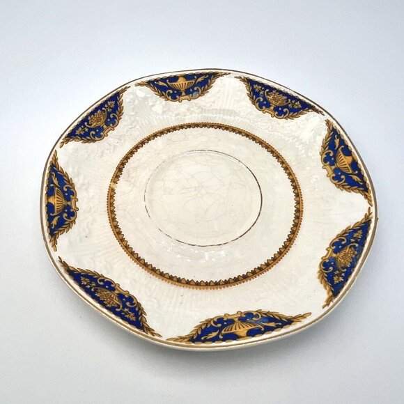 Vintage J&G Meakin England Blue & Gold Decorative Saucers Set Of 3 - Picture 2 of 11